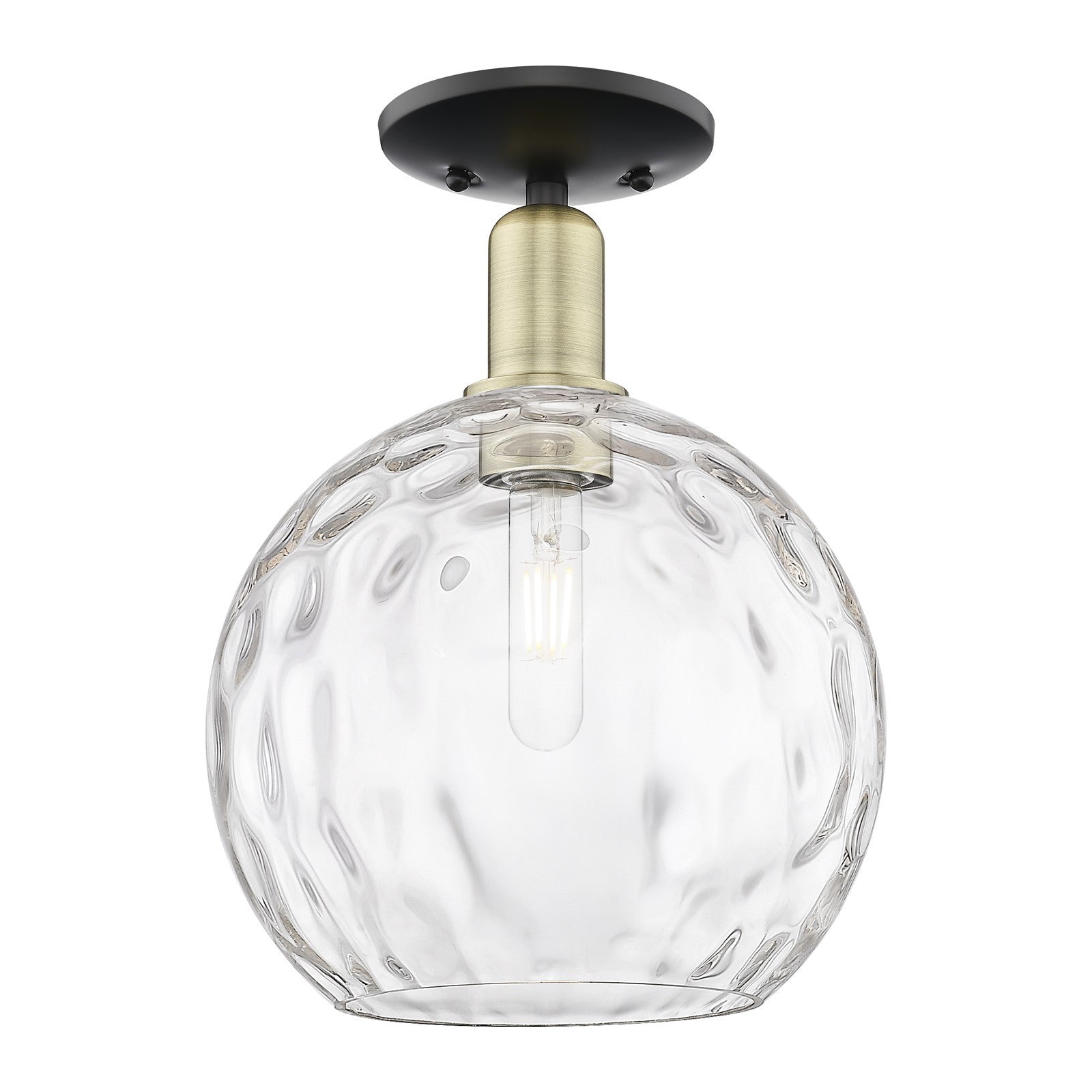 Innovations Athens Water Glass 10in 1-Light Semi-Flush Mount | Industrial Black Antique Brass and Clear Glass | Entryway & | Model 716-1C-BAB-G1215-10