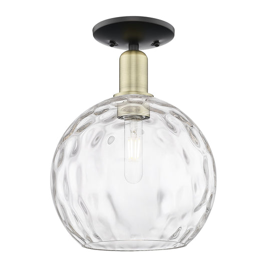 Innovations Athens Water Glass 10in 1-Light Semi-Flush Mount | Industrial Black Antique Brass and Clear Glass | Entryway & | Model 716-1C-BAB-G1215-10