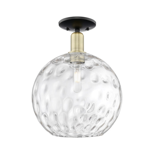 Innovations Athens 12in 1-Light Semi-Flush Mount | Industrial Black Antique Brass and Clear Water Glass | Entryway & Hallway | Model 716-1C-BAB-G1215-12