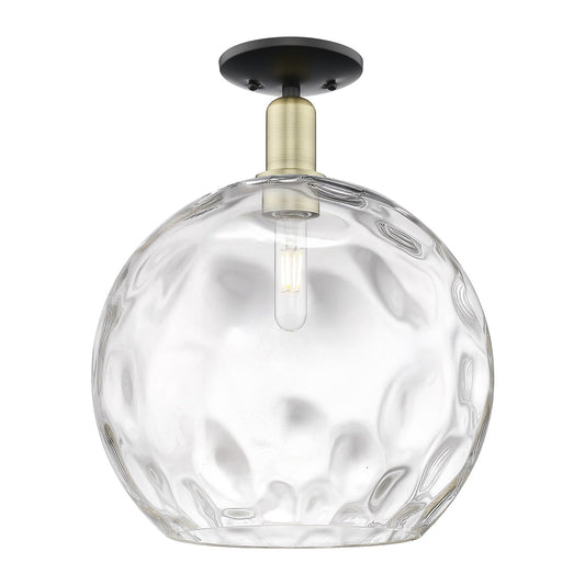 Innovations Athens Water Glass 13in 1-Light Semi-Flush Mount | Industrial Black Antique Brass and Clear Glass | Kitchen & | Model 716-1C-BAB-G1215-14