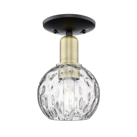 Innovations Athens Water Glass 6in 1-Light Semi-Flush Mount | Industrial Black Antique Brass and Clear Glass | Damp-Rated | Model 716-1C-BAB-G1215-6