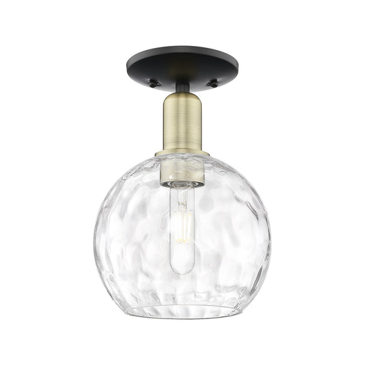 Innovations Athens Water Glass 8in 1-Light Semi-Flush Mount | Industrial Black Antique Brass and Clear Glass | Entryway & | Model 716-1C-BAB-G1215-8