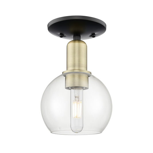 Innovations Athens 6in 1-Light Semi-Flush Mount | Industrial Black Antique Brass Steel and Clear Glass | Entryway & Hallway | Model 716-1C-BAB-G122-6