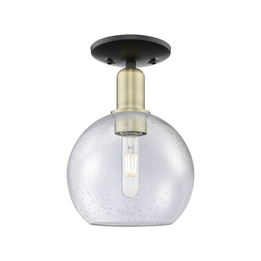 Innovations Athens 8in 1-Light Semi-Flush Mount | Industrial Black Antique Brass Steel and Seedy Glass | Entryway & Hallway | 8 | Model 716-1C-BAB-G124-8
