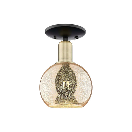 Innovations Athens 6in 1-Light Semi-Flush Mount | Industrial Black Antique Brass and Mercury Glass | Entryway & Hallway | 5.88 x | Model 716-1C-BAB-G128-6