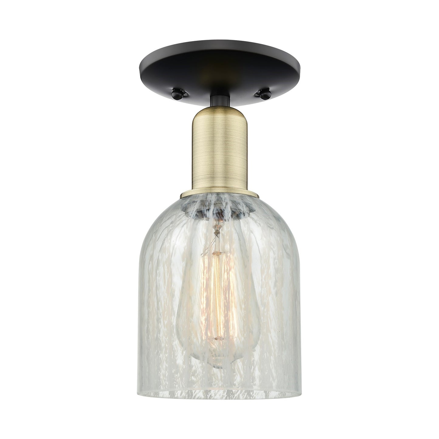 Innovations Caledonia 5in 1-Light Semi-Flush Mount | Industrial Black Antique Brass Steel and Mouchette Glass | Entryway & | Model 716-1C-BAB-G2511