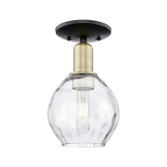 Innovations Waverly 6in 1-Light Semi-Flush Mount | Industrial Black Antique Brass Steel and Clear Water Glass | Entryway & Hallway | Model 716-1C-BAB-G362