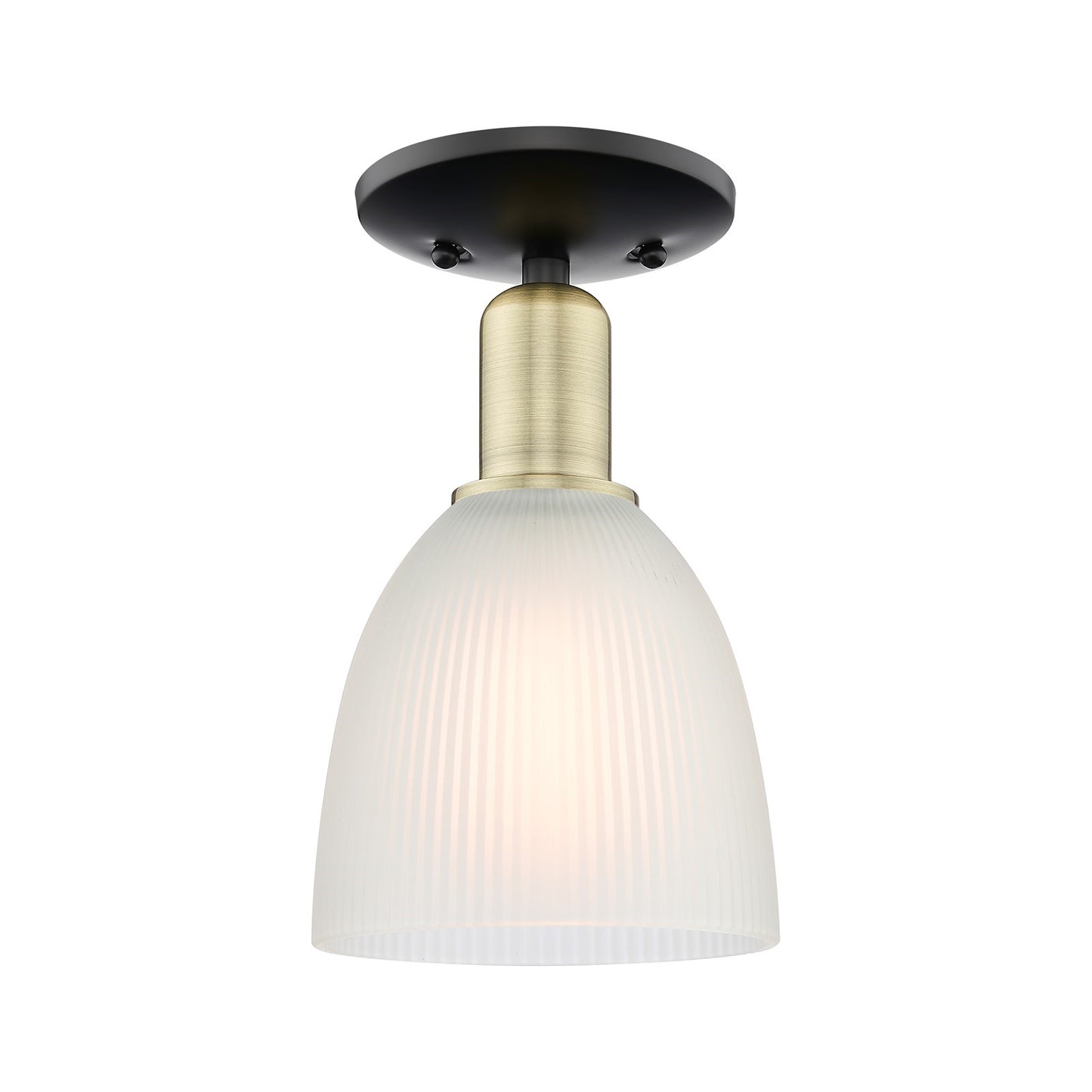 Innovations Castile 6in 1-Light Semi-Flush Mount | Industrial Black Antique Brass Steel and White Glass | Entryway & Hallway | 6 x | Model 716-1C-BAB-G381