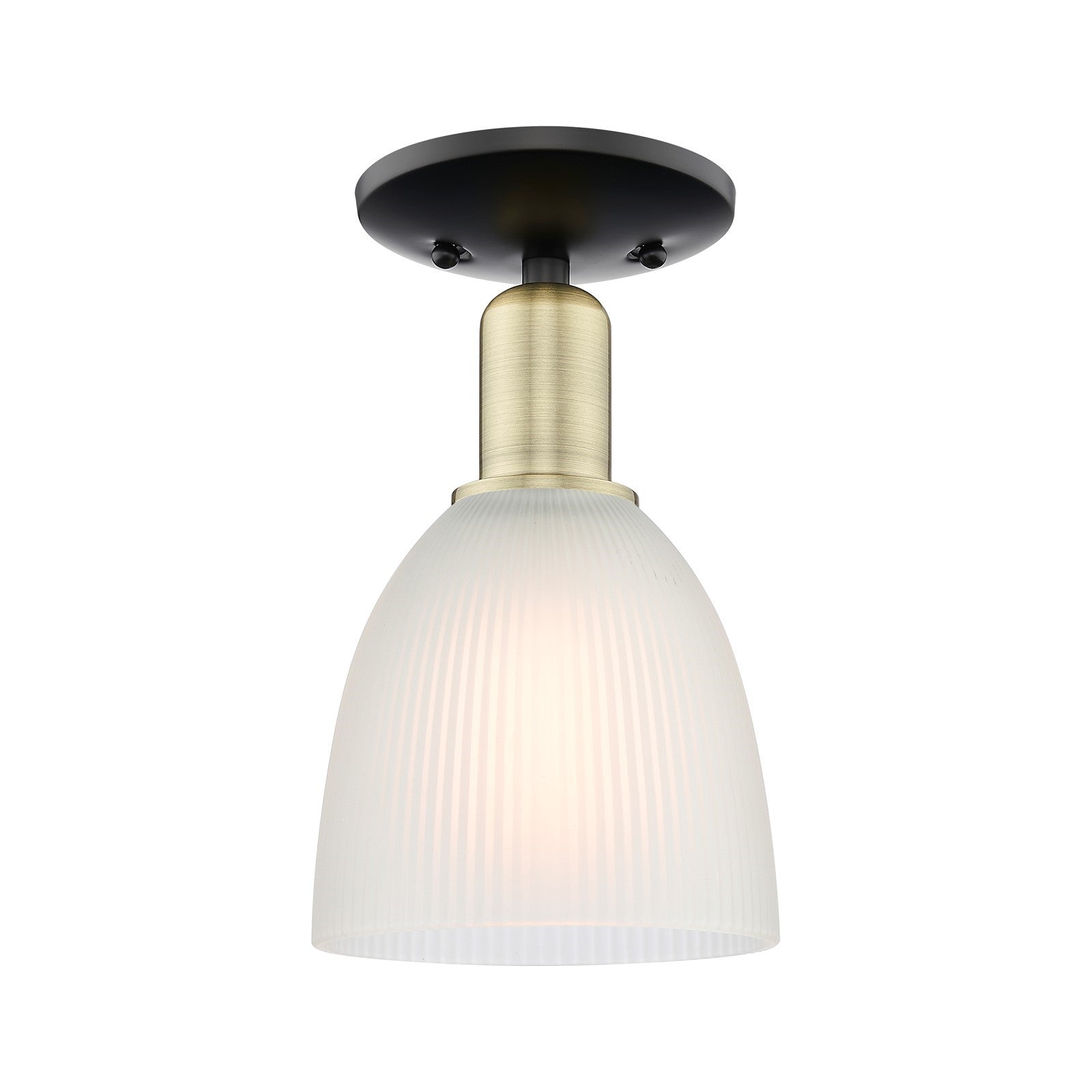 Innovations Castile 6in 1-Light Semi-Flush Mount | Industrial Black Antique Brass Steel and White Glass | Entryway & Hallway | 6 x | Model 716-1C-BAB-G381