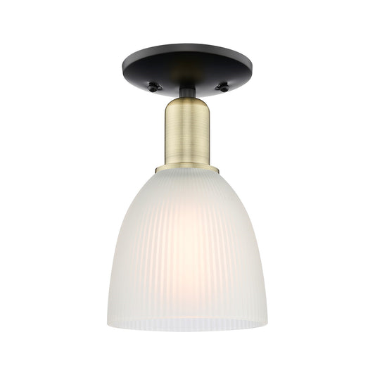 Innovations Castile 6in 1-Light Semi-Flush Mount | Industrial Black Antique Brass Steel and White Glass | Entryway & Hallway | 6 x | Model 716-1C-BAB-G381