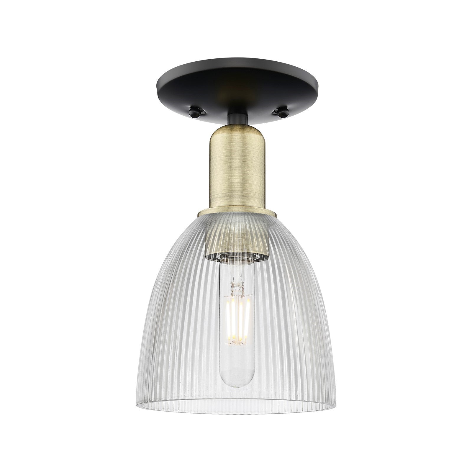 Innovations Castile 6in 1-Light Semi-Flush Mount | Industrial Black Antique Brass Steel and Clear Glass | Hallway & Entryway | 6 x | Model 716-1C-BAB-G382