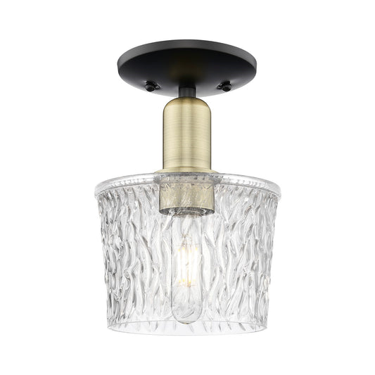 Innovations Niagara 7in 1-Light Semi-Flush Mount | Industrial Black Antique Brass and Clear Glass | Damp-Rated Entryway & Hallway | Model 716-1C-BAB-G402