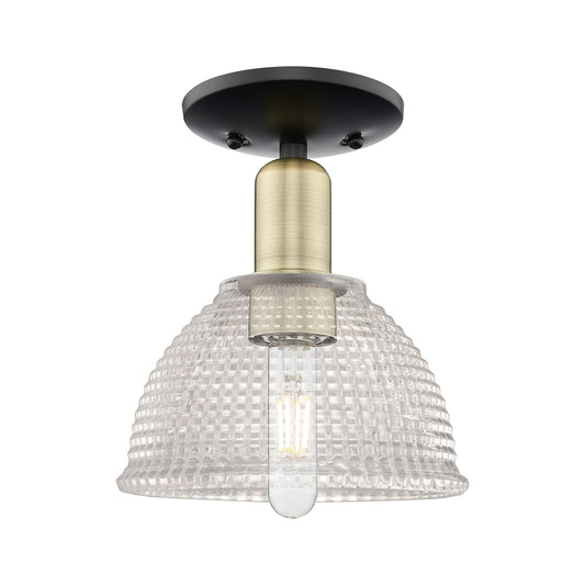 Innovations Arietta 8in 1-Light Semi-Flush Mount | Industrial Black Antique Brass Steel and Clear Glass | Damp-Rated Entryway & | Model 716-1C-BAB-G422