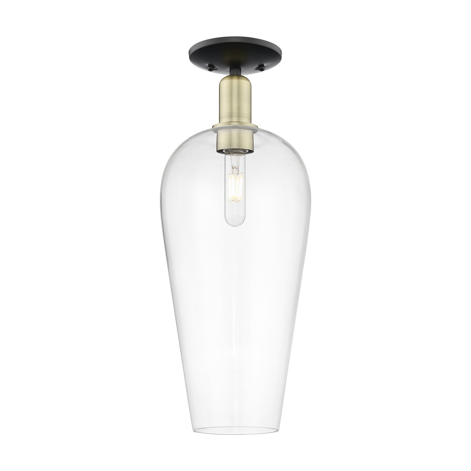 Innovations Chelsea 8in 1-Light Semi-Flush Mount | Industrial Black Antique Brass and Clear Glass | Damp-Rated Entryway & | Model 716-1C-BAB-G456-8CL