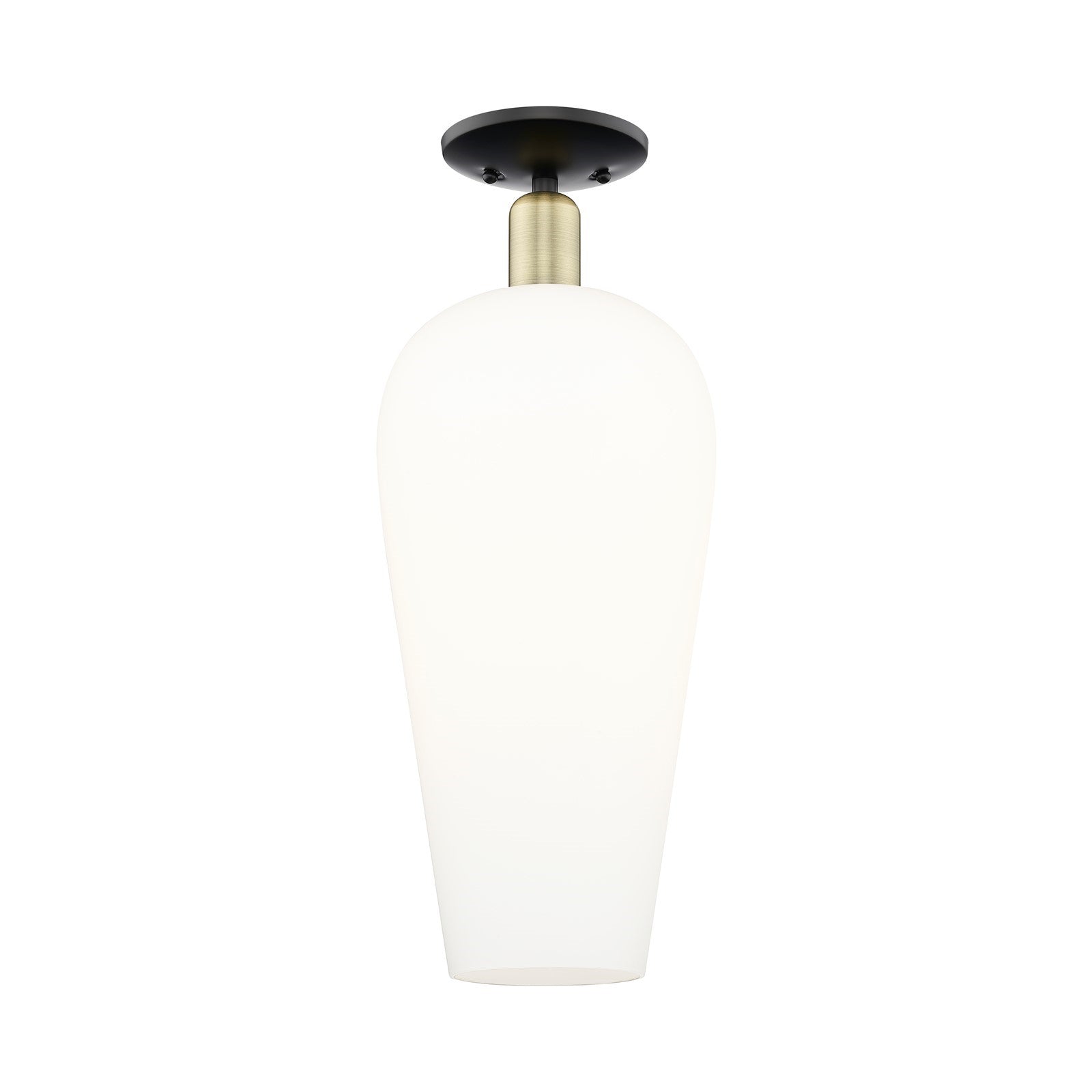 Innovations Chelsea 8in 1-Light Semi-Flush Mount | Industrial Black Antique Brass and White Glass | Kitchen & Hallway | 8 x | Model 716-1C-BAB-G456-8WH
