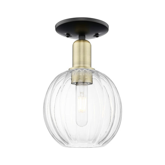 Innovations Preston 1Lt 7" Globe Semi-Flush, BKBS/Clear - 716-1C-BAB-G458-7CL