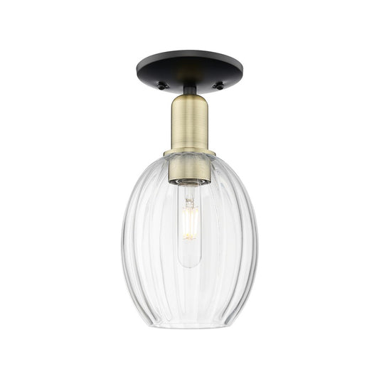 Innovations Preston 1Lt 6" Bulb Semi-Flush, BKBS/Clear - 716-1C-BAB-G459-6CL