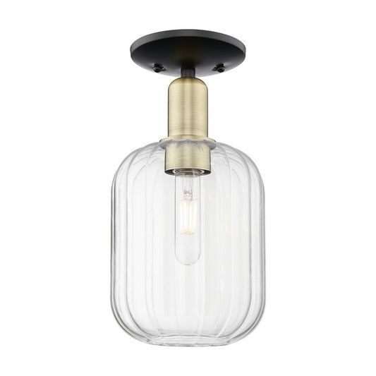 Innovations Preston 1Lt 7" Jar Semi-Flush, BKBS/Clear - 716-1C-BAB-G460-7CL
