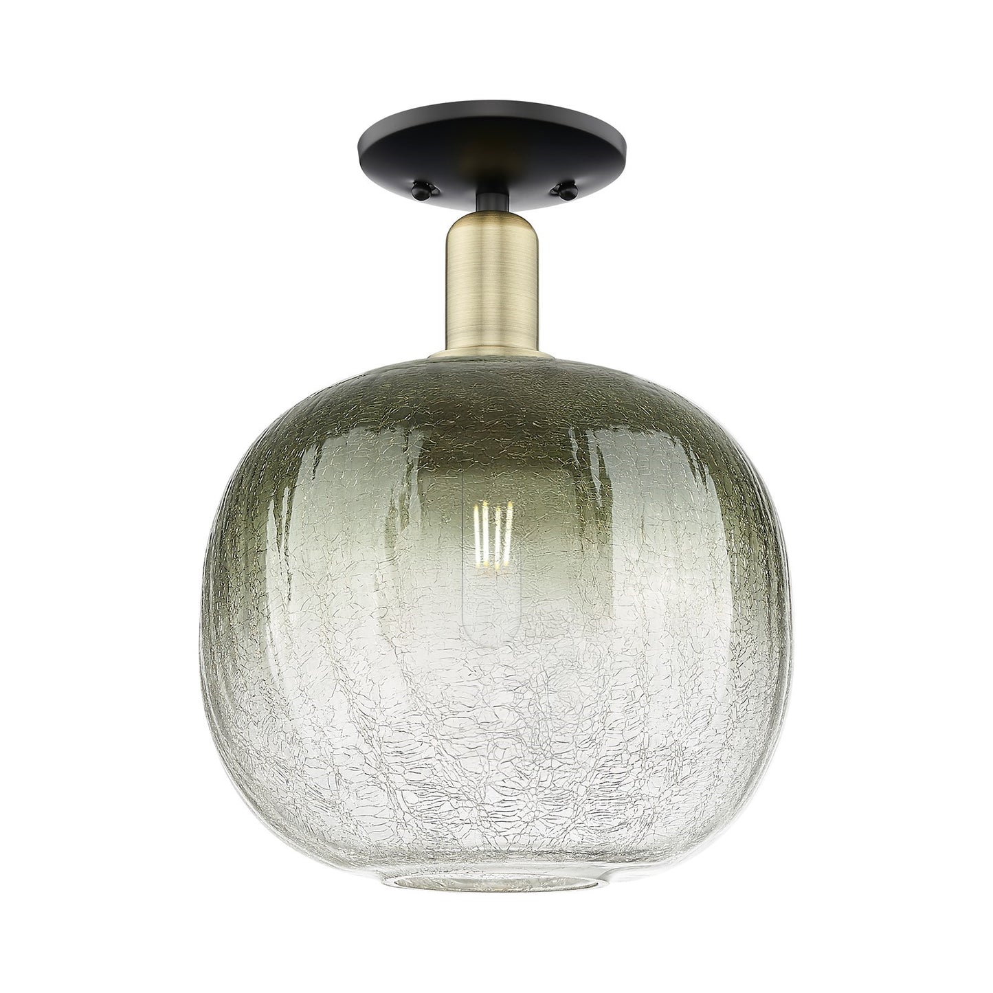 Innovations Brookhaven Sphere 10.5in 1-Light Semi-Flush Mount | Industrial Black Antique Brass and Slate Glass | Kitchen & | Model 716-1C-BAB-G481-10SL