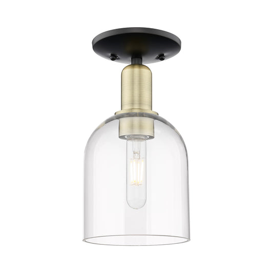 Innovations Bella 6in 1-Light Semi-Flush Mount | Industrial Black Antique Brass Steel and Clear Bell Glass | Entryway & | Model 716-1C-BAB-G558-6CL
