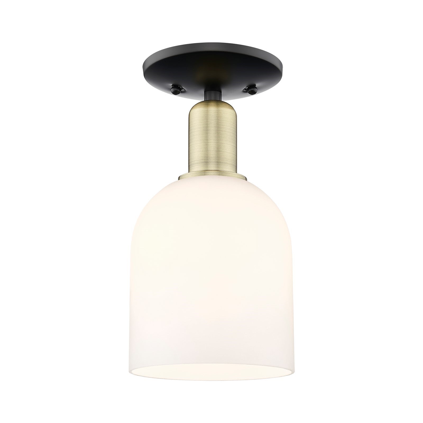 Innovations Bella 6in 1-Light Semi-Flush Mount | Industrial Black Antique Brass and White Glass | Kitchen & Hallway | 5.5 x | Model 716-1C-BAB-G558-6GWH