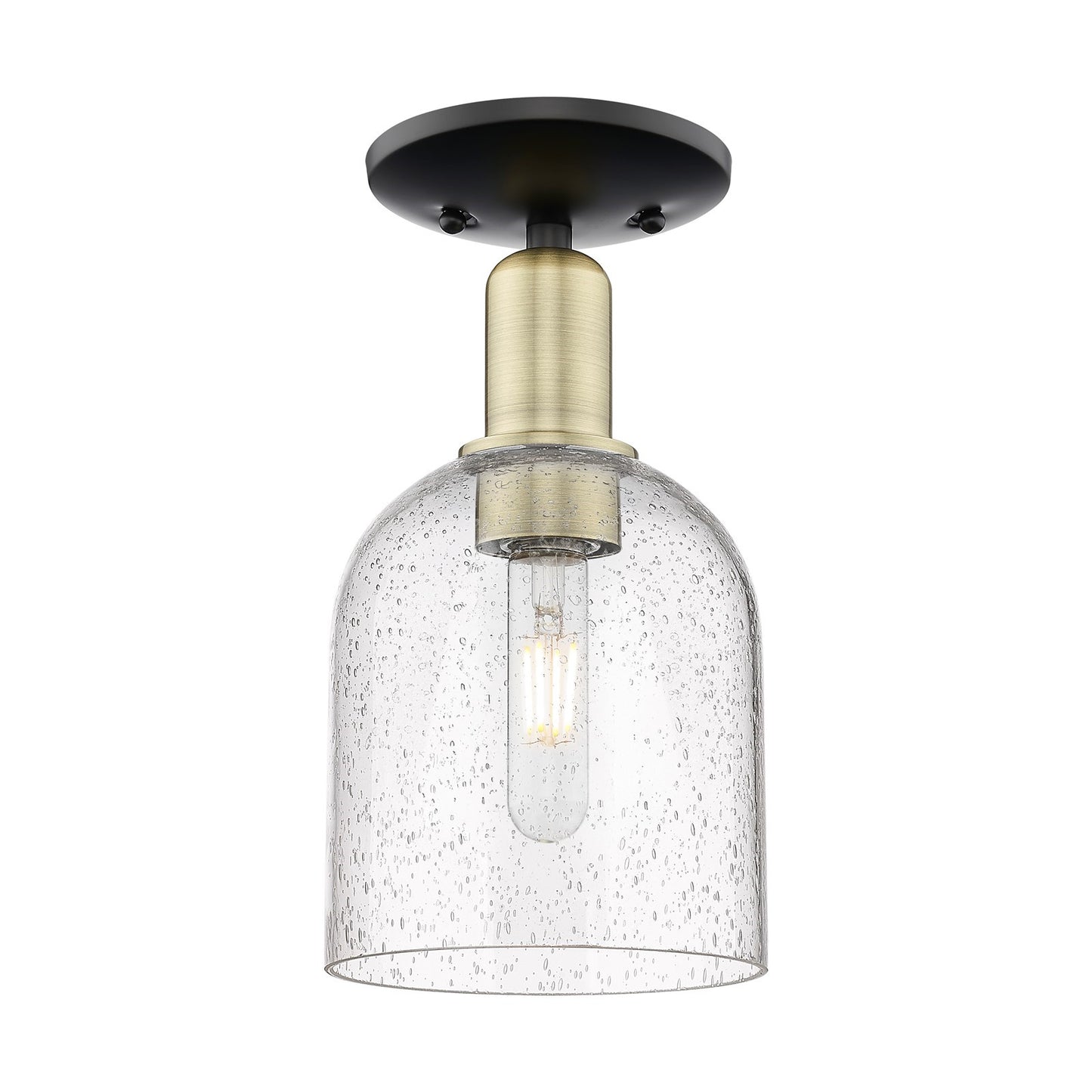 Innovations Bella 6in 1-Light Semi-Flush Mount | Industrial Black Antique Brass Steel and Seedy Glass | Entryway & Hallway | Model 716-1C-BAB-G558-6SDY