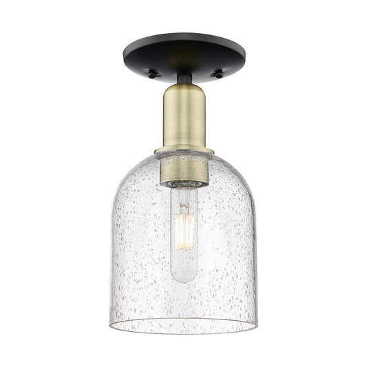 Innovations Bella 6in 1-Light Semi-Flush Mount | Industrial Black Antique Brass Steel and Seedy Glass | Entryway & Hallway | Model 716-1C-BAB-G558-6SDY