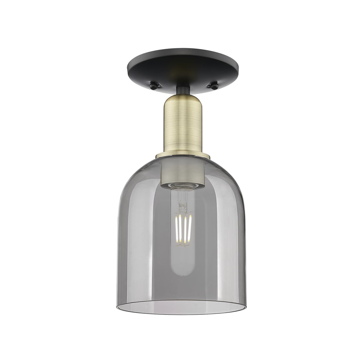 Innovations Bella 6in 1-Light Semi-Flush Mount | Industrial Black Antique Brass and Light Smoke Glass | Entryway & Hallway | Model 716-1C-BAB-G558-6SM