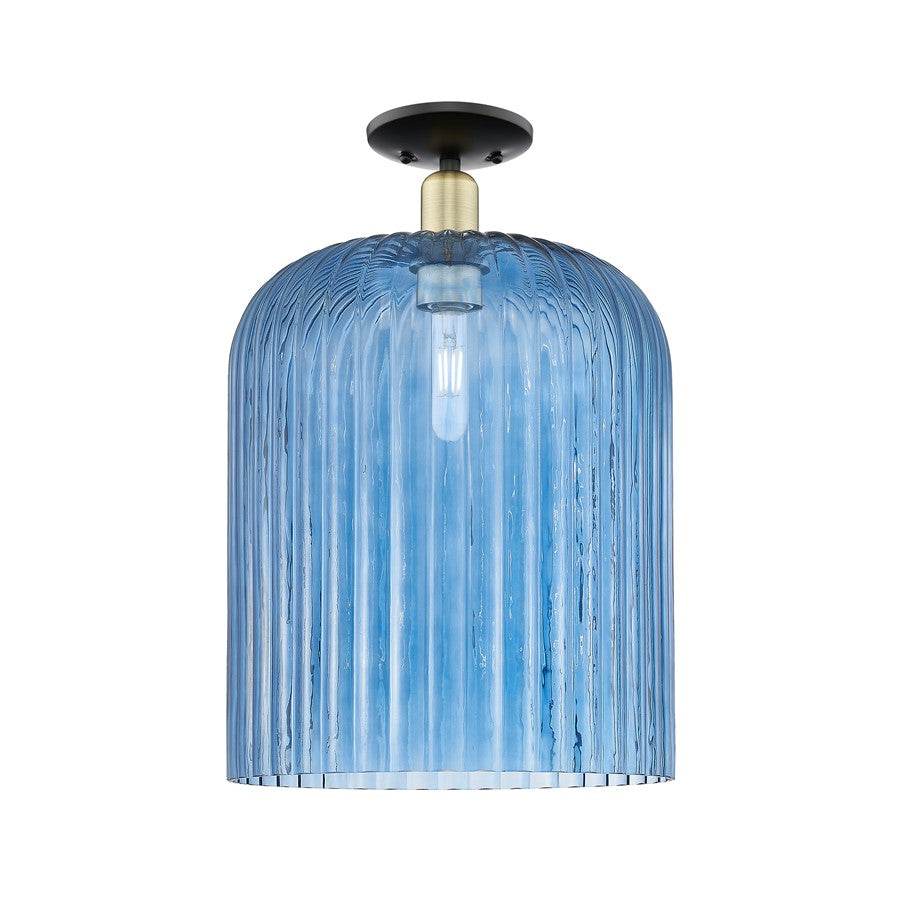 Innovations Bridal Veil 1Lt 12" Semi-Flush, BKBS/Blue - 716-1C-BAB-G559-12BL