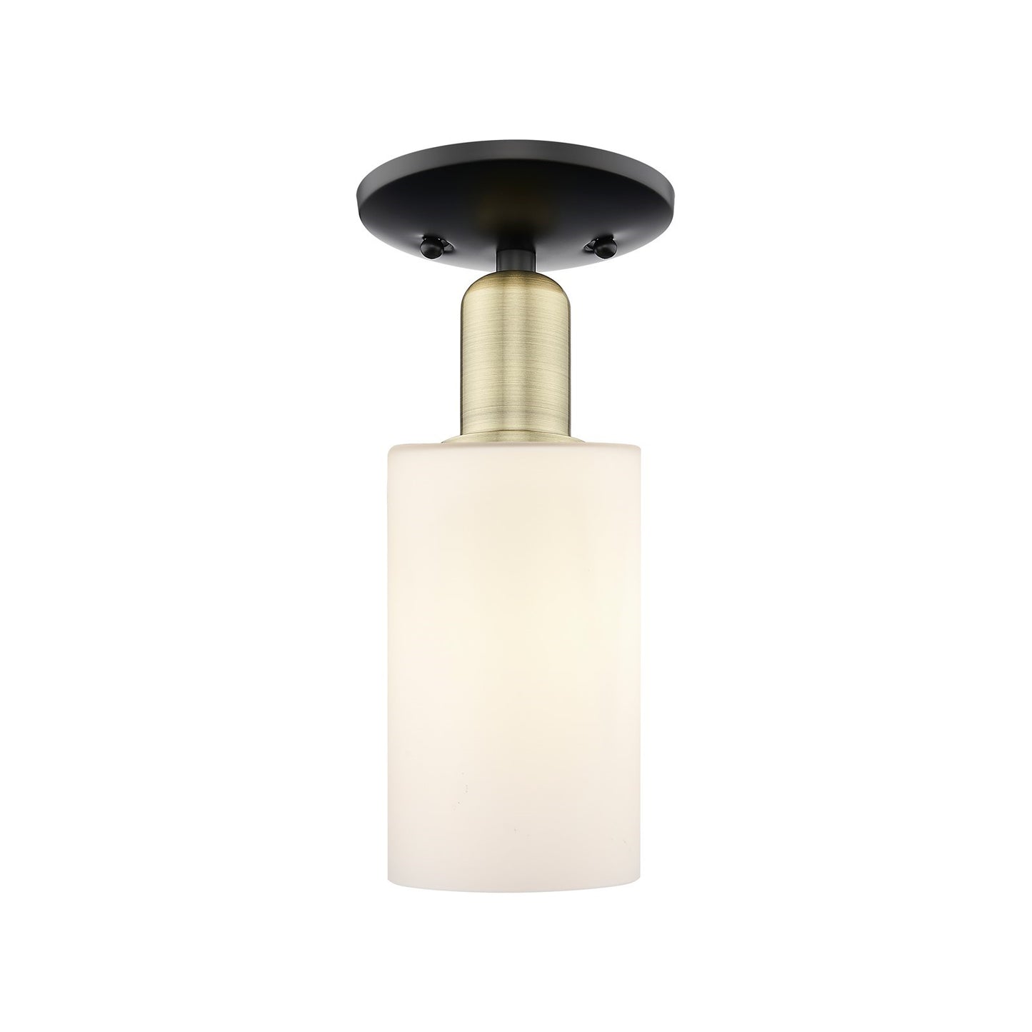 Innovations Clymer 4in 1-Light Semi-Flush Mount | Industrial Black Antique Brass and Matte White Glass | Hallway & Bathroom | 3.88 | Model 716-1C-BAB-G801