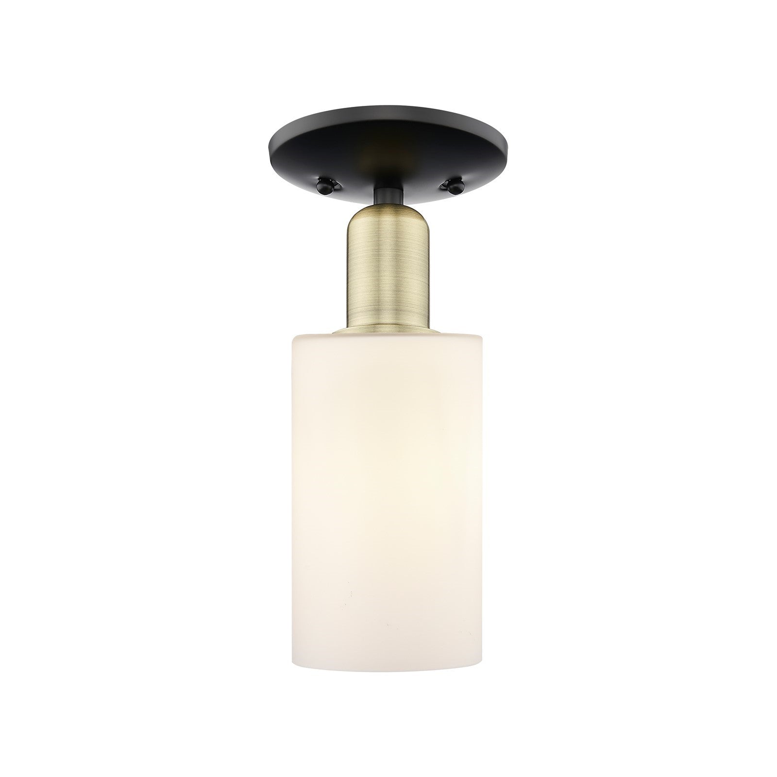 Innovations Clymer 4in 1-Light Semi-Flush Mount | Industrial Black Antique Brass and Matte White Glass | Hallway & Bathroom | 3.88 | Model 716-1C-BAB-G801