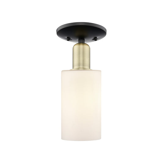 Innovations Clymer 4in 1-Light Semi-Flush Mount | Industrial Black Antique Brass and Matte White Glass | Hallway & Bathroom | 3.88 | Model 716-1C-BAB-G801