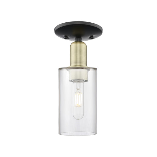 Innovations Clymer 4in 1-Light Semi-Flush Mount | Industrial Black Antique Brass Steel and Clear Glass | Hallway & Entryway | 3.88 | Model 716-1C-BAB-G802