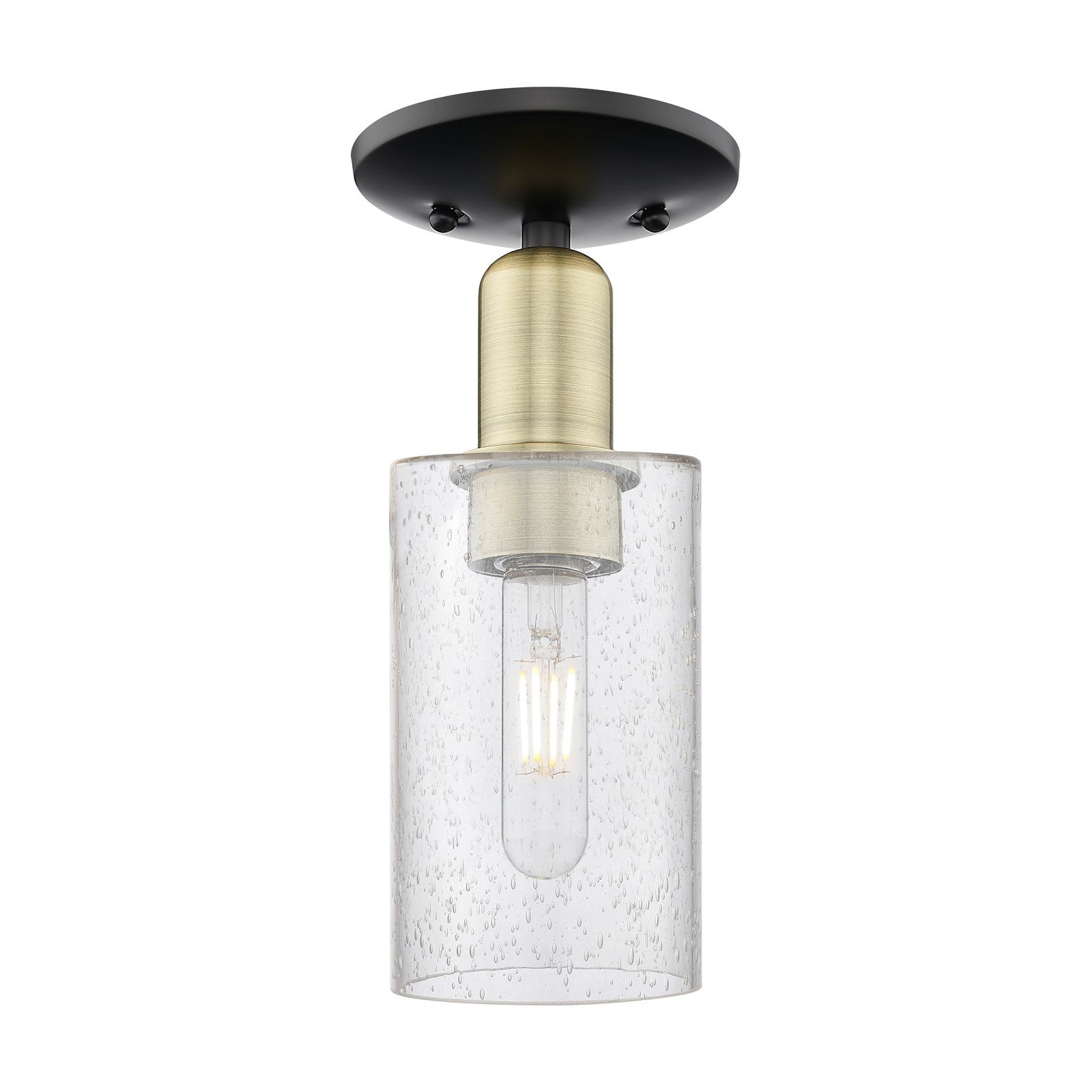 Innovations Clymer 4in 1-Light Semi-Flush Mount | Industrial Black Antique Brass and Seedy Glass | Hallway & Entryway | 3.88 x | Model 716-1C-BAB-G804