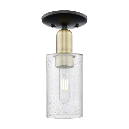 Innovations Clymer 4in 1-Light Semi-Flush Mount | Industrial Black Antique Brass and Seedy Glass | Hallway & Entryway | 3.88 x | Model 716-1C-BAB-G804