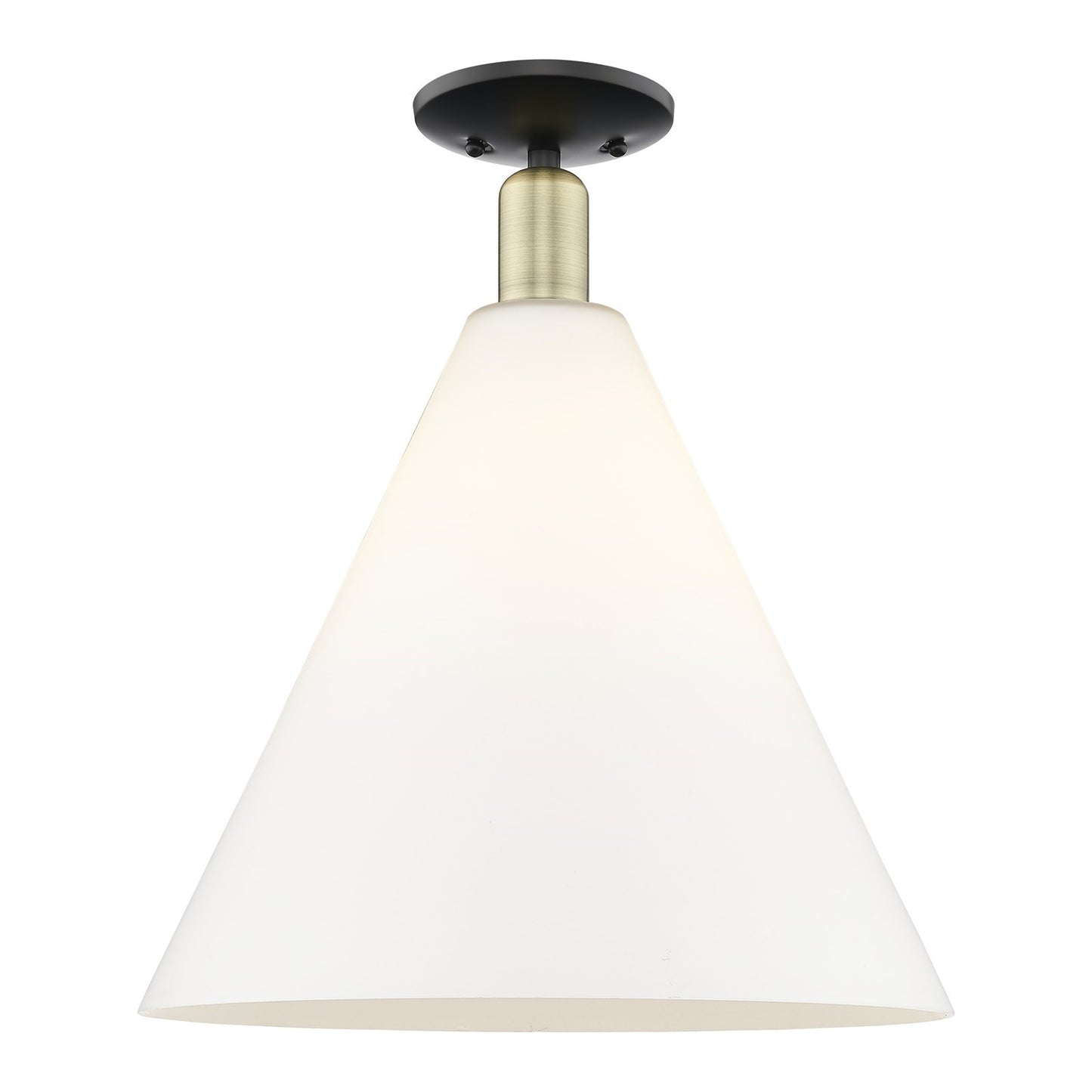 Innovations Berkshire Glass 16in 1-Light Semi-Flush Mount | Industrial Black Antique Brass and Matte White Glass | Entryway & | Model 716-1C-BAB-GBC-161