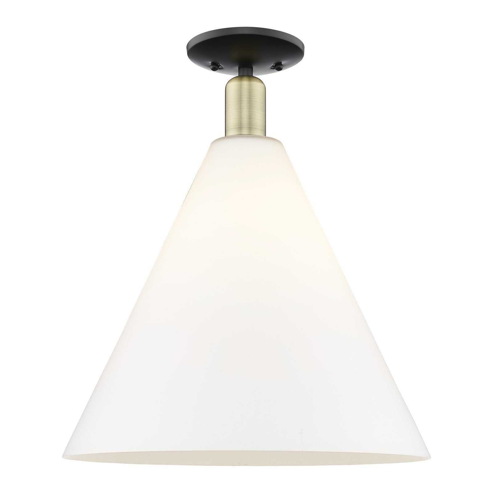 Innovations Berkshire Glass 16in 1-Light Semi-Flush Mount | Industrial Black Antique Brass and Matte White Glass | Entryway & | Model 716-1C-BAB-GBC-161
