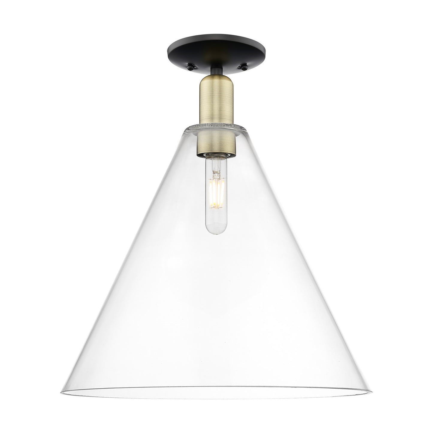 Innovations Berkshire Glass 16in 1-Light Semi-Flush Mount | Industrial Black Antique Brass and Clear Glass | Entryway & Hallway | Model 716-1C-BAB-GBC-162