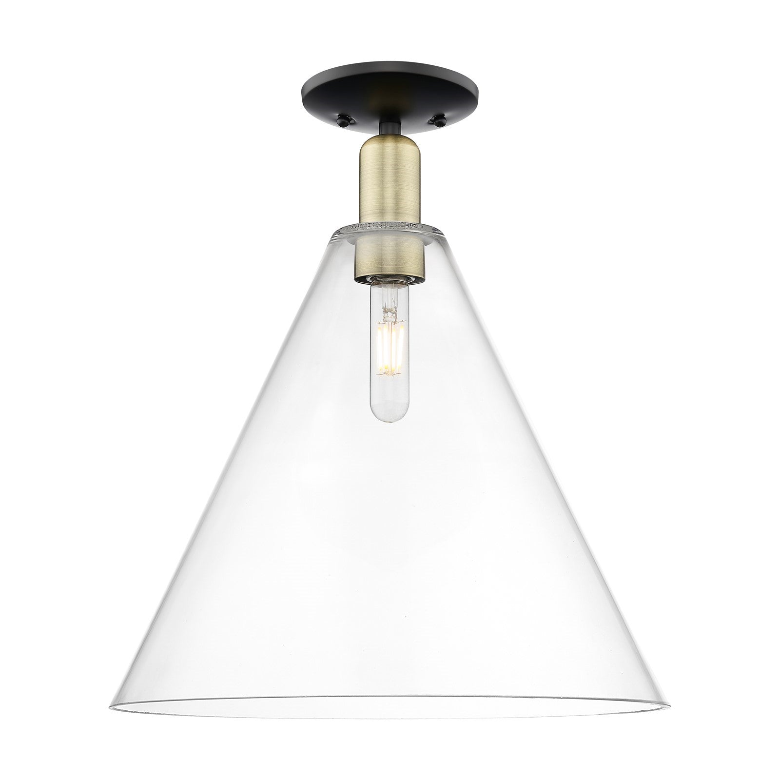 Innovations Berkshire Glass 16in 1-Light Semi-Flush Mount | Industrial Black Antique Brass and Clear Glass | Entryway & Hallway | Model 716-1C-BAB-GBC-162