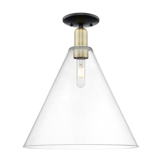 Innovations Berkshire Glass 16in 1-Light Semi-Flush Mount | Industrial Black Antique Brass and Clear Glass | Entryway & Hallway | Model 716-1C-BAB-GBC-162