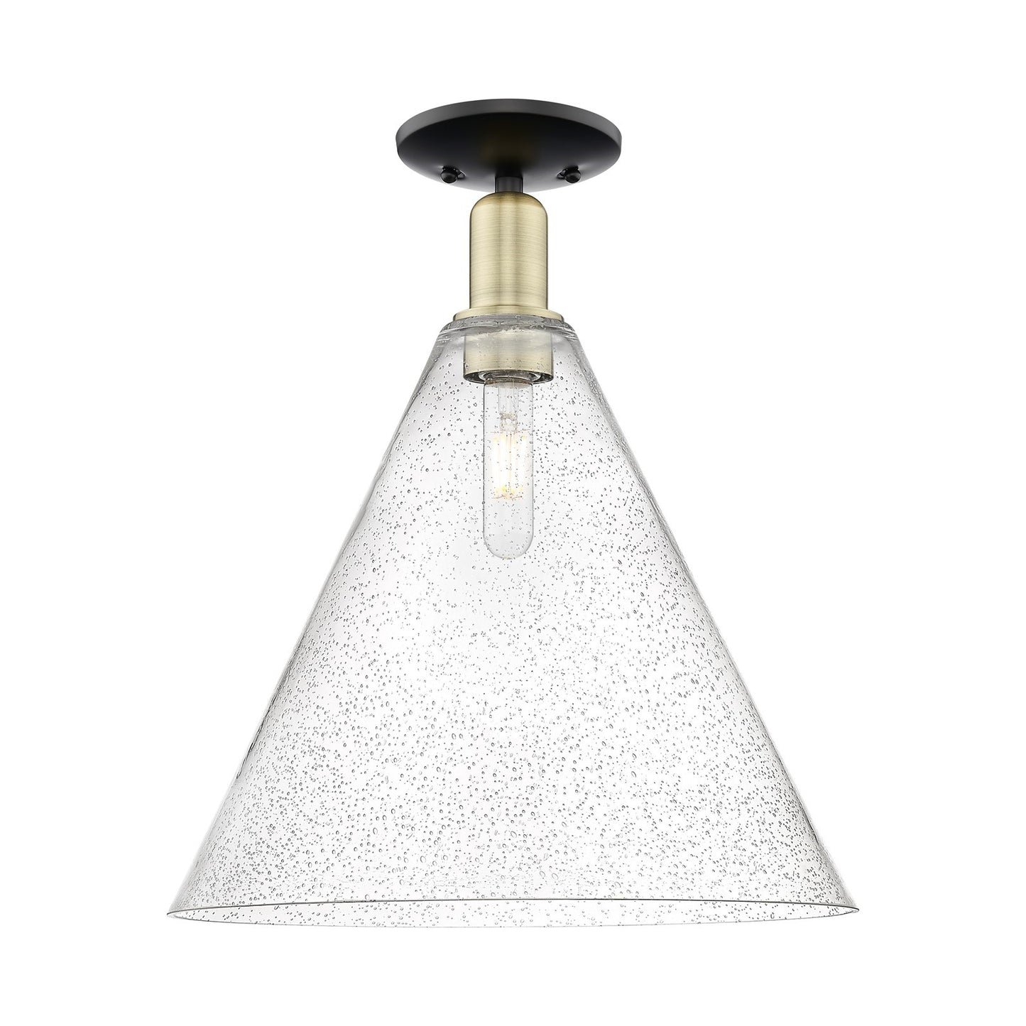 Innovations Berkshire Glass 16in 1-Light Semi-Flush Mount | Industrial Black Antique Brass and Seedy Glass | Entryway & Hallway | Model 716-1C-BAB-GBC-164