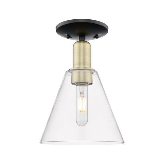 Innovations Berkshire Glass 8in 1-Light Semi-Flush Mount | Industrial Black Antique Brass and Clear Glass | Entryway & Hallway | Model 716-1C-BAB-GBC-82