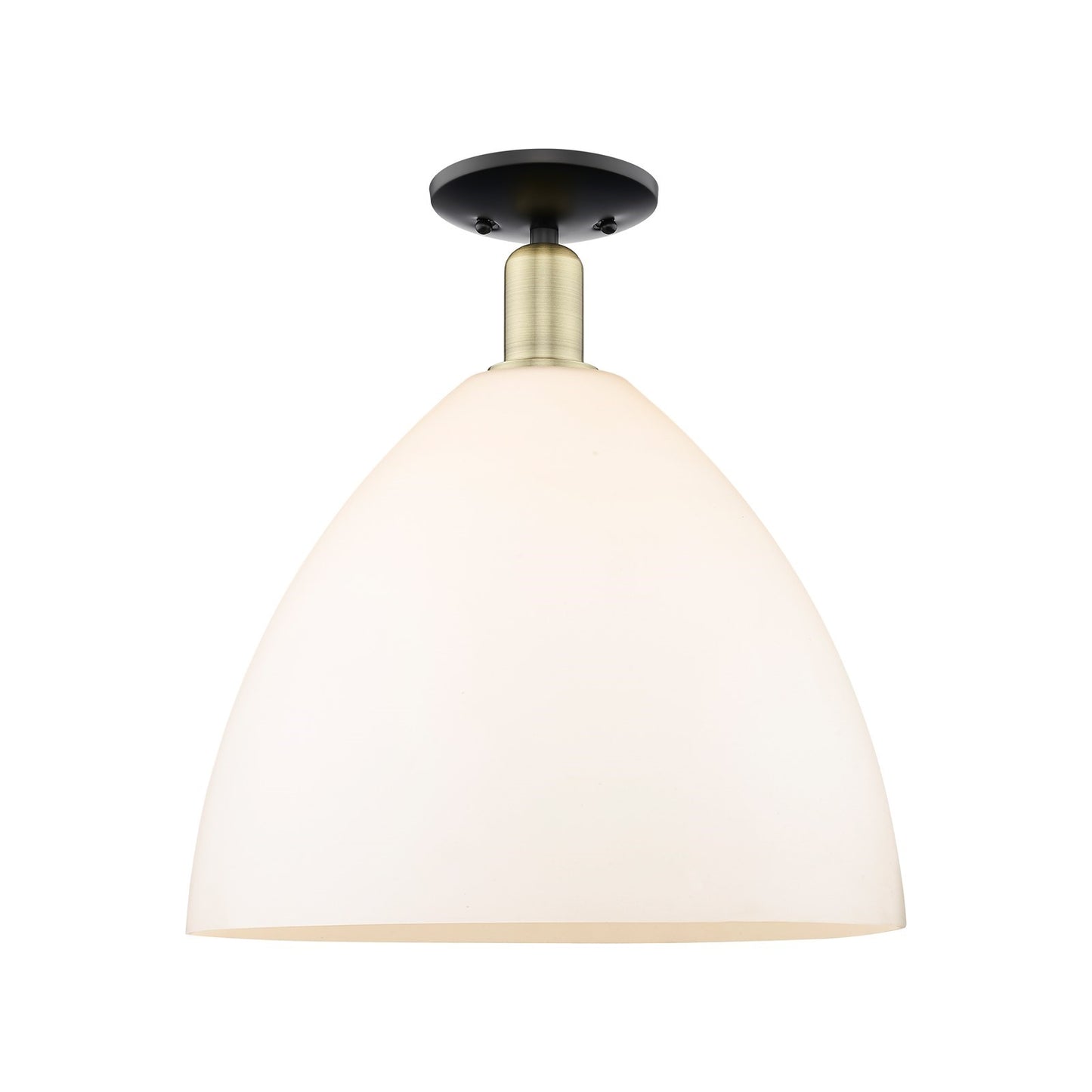 Innovations Bristol 16in 1-Light Semi-Flush Mount | Industrial Black Antique Brass and Matte White Glass | Bedroom & Hallway | Model 716-1C-BAB-GBD-161