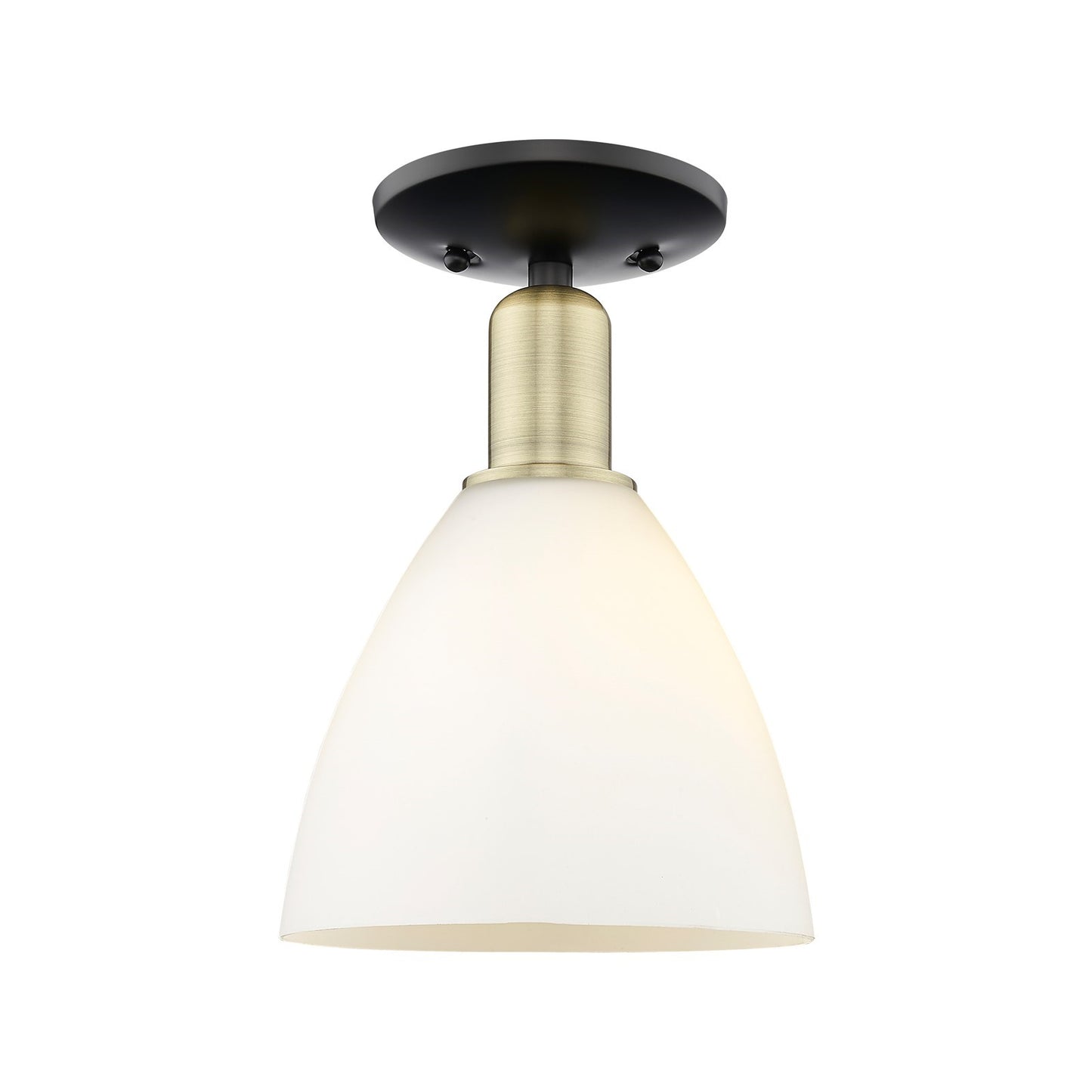 Innovations Bristol 7.5in 1-Light Semi-Flush Mount | Industrial Black Antique Brass and Matte White Glass | Entryway & Hallway | Model 716-1C-BAB-GBD-751