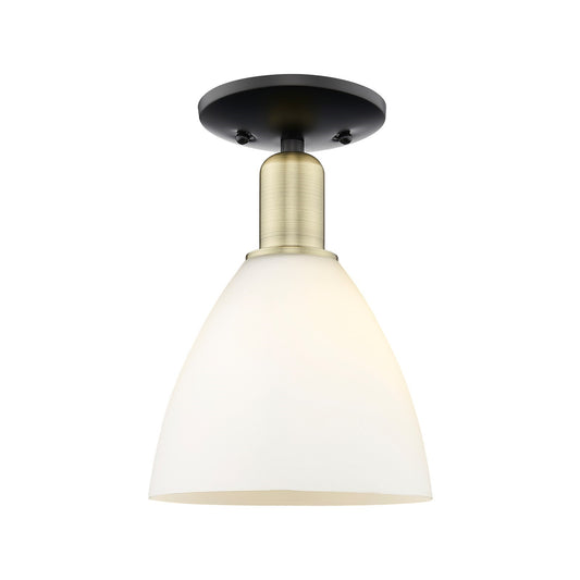 Innovations Bristol 7.5in 1-Light Semi-Flush Mount | Industrial Black Antique Brass and Matte White Glass | Entryway & Hallway | Model 716-1C-BAB-GBD-751