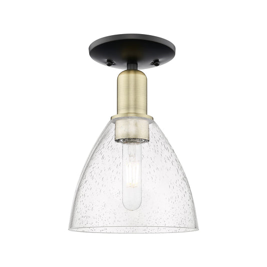 Innovations Bristol 8in 1-Light Semi-Flush Mount | Industrial Black Antique Brass and Seedy Glass | Entryway & Hallway | 7.5 x | Model 716-1C-BAB-GBD-754