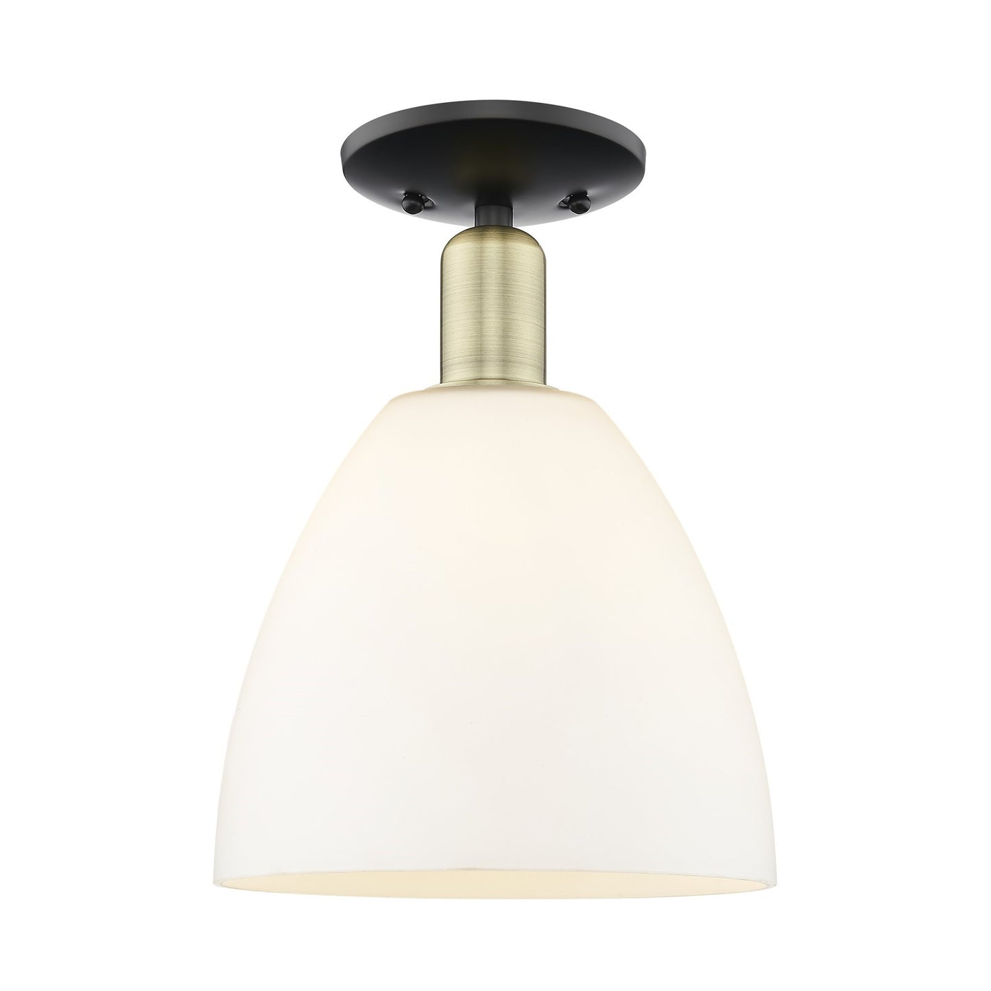 Innovations Bristol 9in 1-Light Semi-Flush Mount | Industrial Black Antique Brass Steel and Matte White Glass | Entryway & | Model 716-1C-BAB-GBD-91