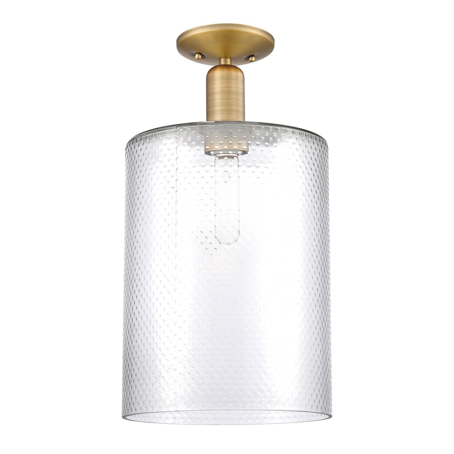 Innovations Cobbleskill 9in 1-Light Semi-Flush Mount | Industrial Brushed Brass Steel and Clear Glass | Entryway & Hallway | 9 x | Model 716-1C-BB-G112-L