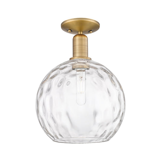Innovations Athens Water Glass 10in 1-Light Semi-Flush Mount | Industrial Brushed Brass and Clear Water Glass | Entryway & | Model 716-1C-BB-G1215-10