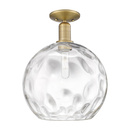 Innovations Athens 13in 1-Light Semi-Flush Mount | Industrial Brushed Brass Steel and Clear Water Glass | Kitchen & Hallway | Model 716-1C-BB-G1215-14